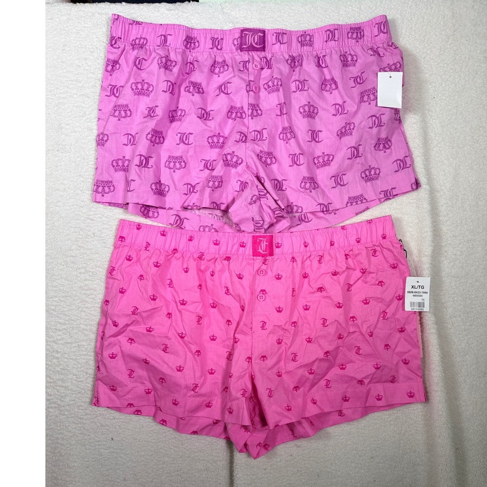 Juicy Couture Pink Crown Logo Sleep Shorts 2 Pack NWT XL JC4138C Monogram Lounge